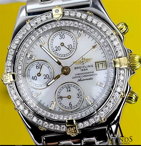 breitling chronograph 100m b13050|Breitling chronometre automatic diamond bezel.